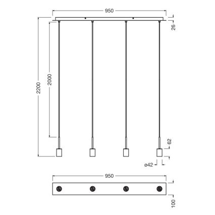 Osram - Strömkabel NEEDLE PENDANT 4xE27/25W/230V beige