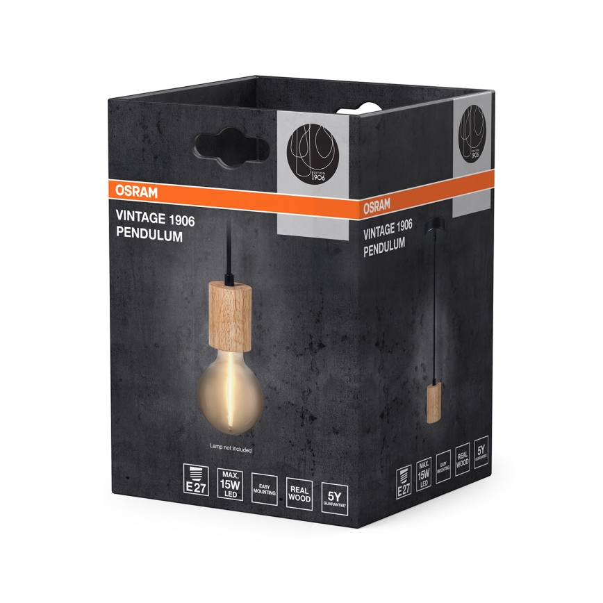 Osram - Strömkabel PENDULUM CYLINDER 1xE27/15W/230V trä