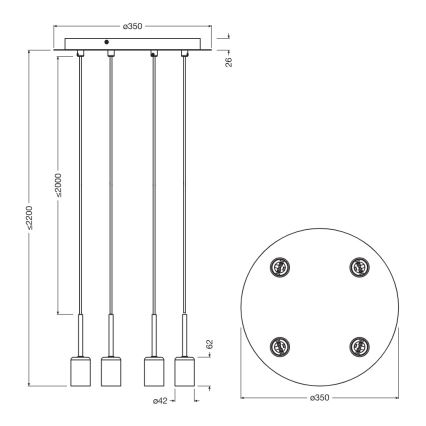 Osram - Strömkabel till NEEDLE PENDANT, 4xE27/25W/230V, beige