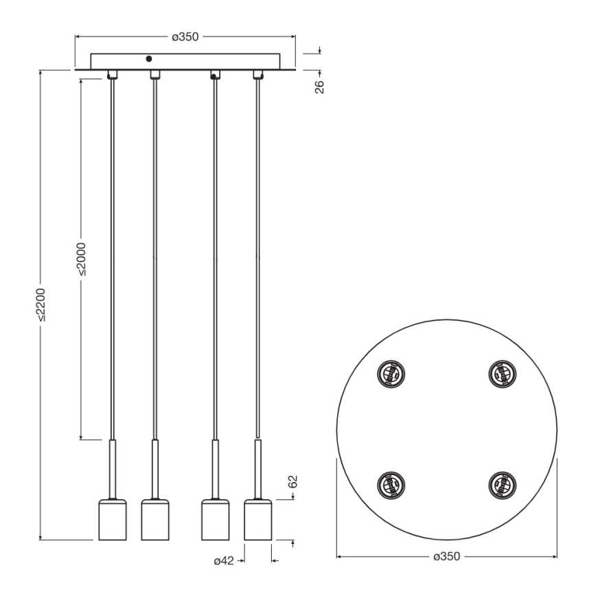 Osram - Strömkabel till NEEDLE PENDANT, 4xE27/25W/230V, beige