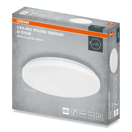 Osram - LED-taklampa med skymningssensor CEILING ROUND LED/24W/230V 4000K Ø 37 cm vit