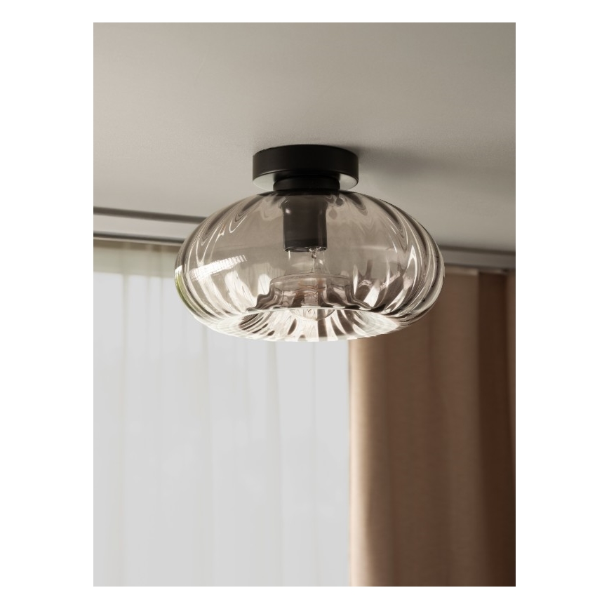 Osram - Taklampa DECOR SMOKE 1xE27/12W/230V Ø 28 cm svart/rökgrå