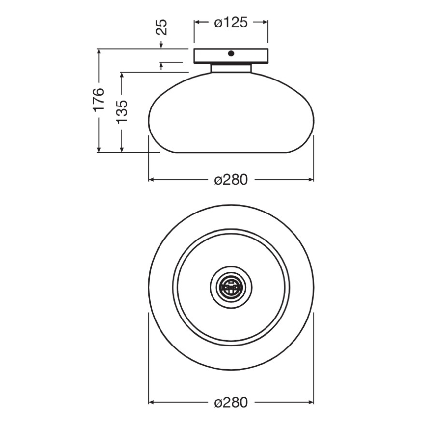 Osram - Taklampa DECOR SMOKE 1xE27/12W/230V Ø 28 cm svart/rökgrå