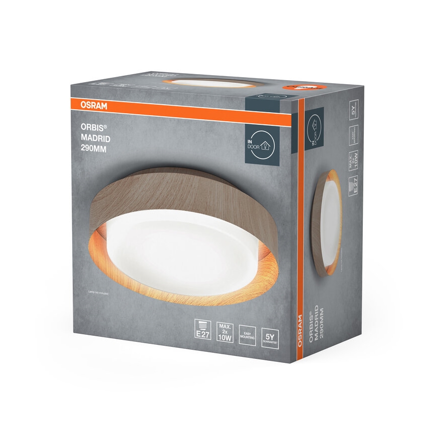 Osram - Taklampa ORBIS MADRID 2xE27/10W/230V Ø 29 cm i trädekor