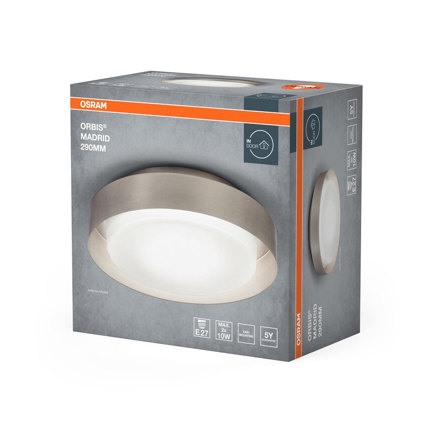 Osram - Taklampa ORBIS MADRID 2xE27/10W/230V Ø 29 cm matt krom