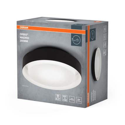 Osram - Taklampa ORBIS MADRID 2xE27/10W/230V Ø 29 cm svart