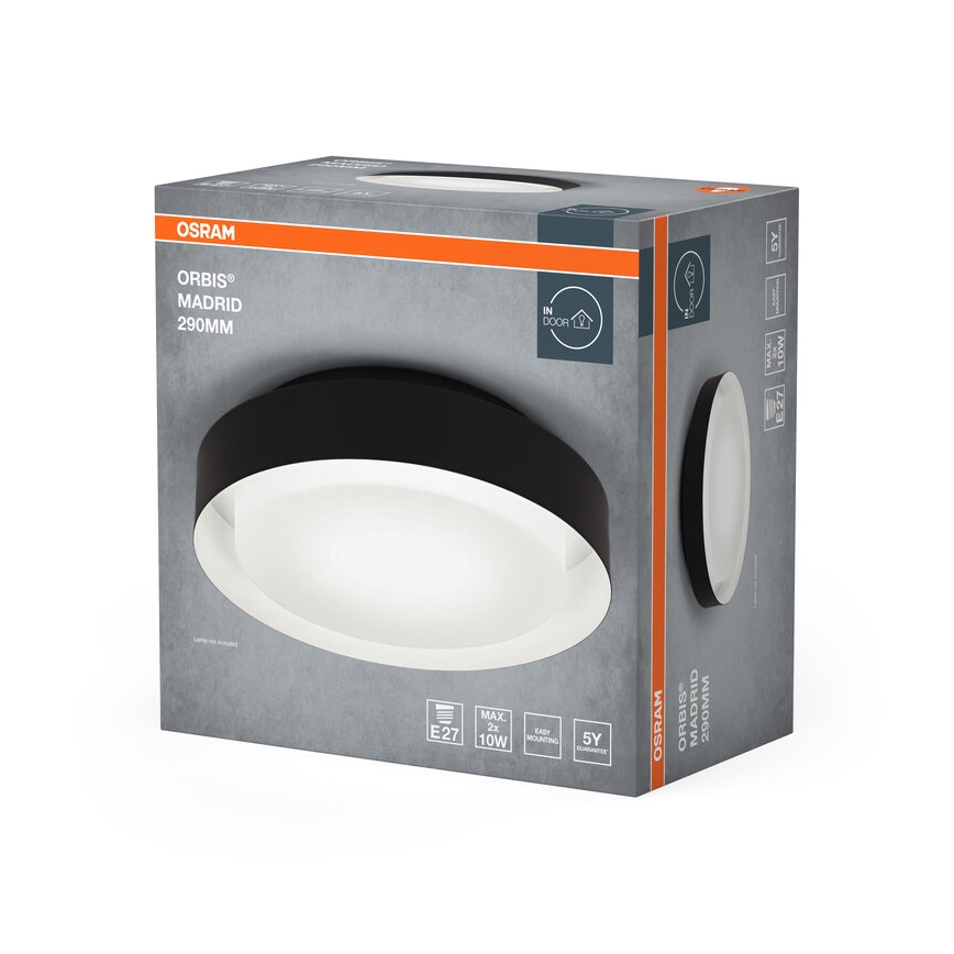 Osram - Taklampa ORBIS MADRID 2xE27/10W/230V Ø 29 cm svart