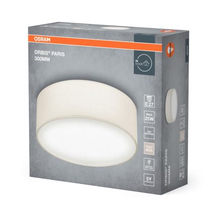 Osram - Taklampa ORBIS PARIS 1xE27/25W/230V Ø 30 cm, krämfärgad