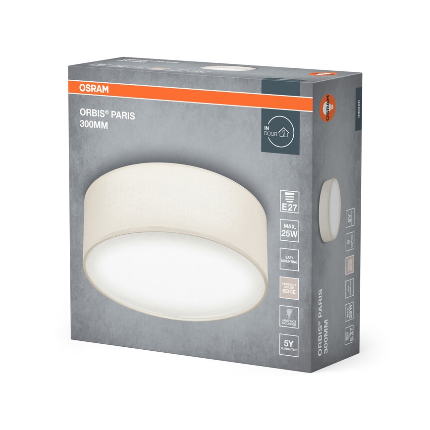 Osram - Taklampa ORBIS PARIS 1xE27/25W/230V Ø 30 cm, krämfärgad