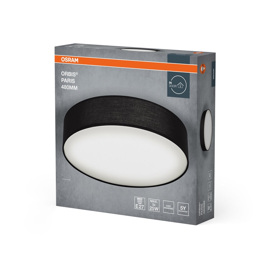 Osram - Taklampa ORBIS PARIS 3xE27/25W/230V Ø 48 cm svart