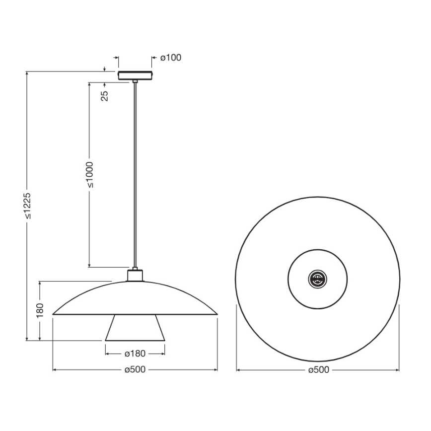 Osram - Taklampa på sladd DECOR FLYING MUSHROOM 1xE27/25W/230V Ø 50 cm svart