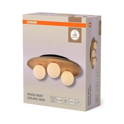 Osram - Taklampa WOOD NEST 3xG9/5W/230V gummiträ