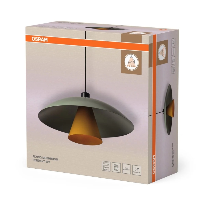 Osram - Takpendel DECOR FLYING MUSHROOM 1xE27/25W/230V Ø 50 cm grön