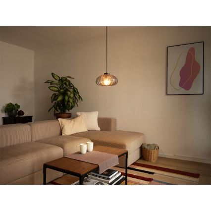 Osram - Takpendel med kabel DECOR SMOKE 1xE27/12W/230V Ø 28 cm svart/rökgrå