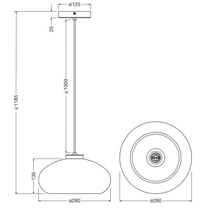 Osram - Takpendel med kabel DECOR SMOKE 1xE27/12W/230V Ø 28 cm svart/rökgrå