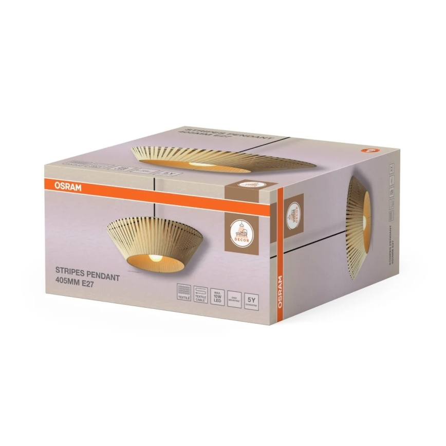 Osram - Takpendel med sladd DECOR STRIPES 1xE27/10W/230V Ø 40,5 cm beige