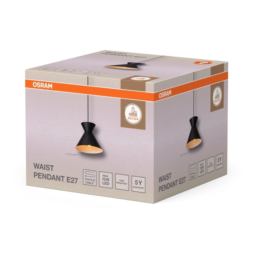 Osram - Takpendel på sladd DECOR WAIST 1xE27/40W/230V svart