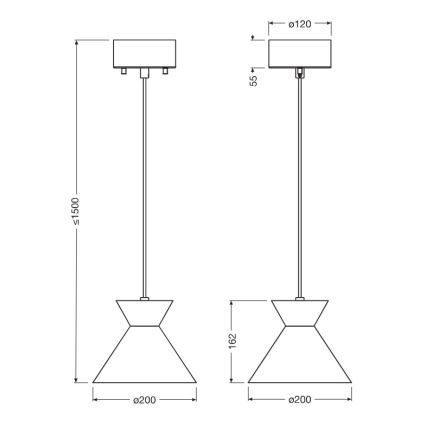 Osram - Takpendel på sladd DECOR WAIST 1xE27/40W/230V svart