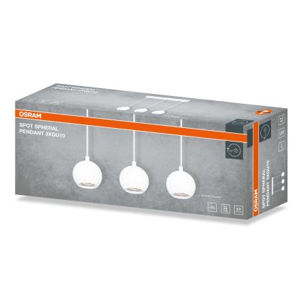Osram - Takpendel SPOT SPHERAL med vajer, 3× GU10 (6 W), 230 V, vit