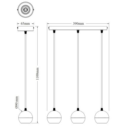 Osram - Takpendel SPOT SPHERAL med vajer, 3× GU10 (6 W), 230 V, vit