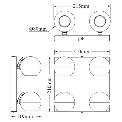 Osram - Takspot SPOT SPHERAL 4xGU10/6W/230V vit