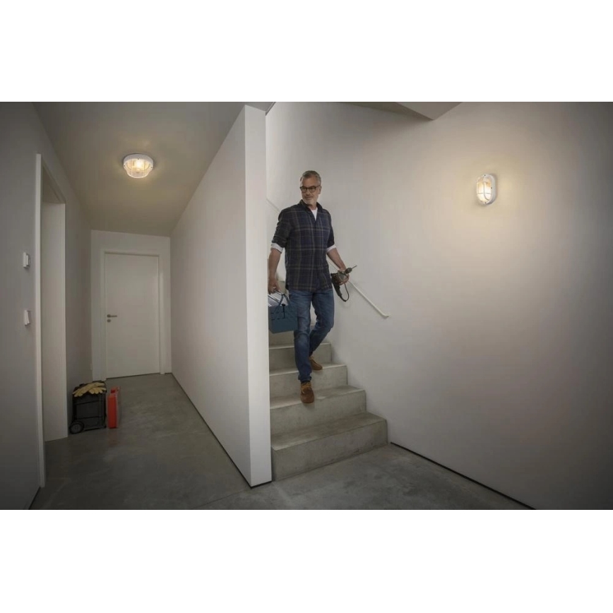 Osram - Utomhus väggarmatur BULKHEAD 1xE27/10W/230V IP54 vit