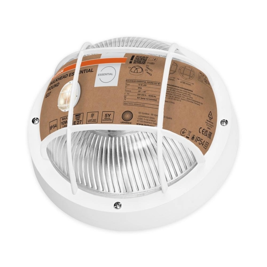 Osram - Utomhus väggarmatur BULKHEAD 1xE27/10W/230V Ø 19 cm IP54 vit