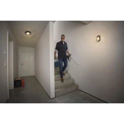 Osram - Utomhusväggarmatur BULKHEAD 1xE27/10W/230V Ø 19 cm IP54 svart