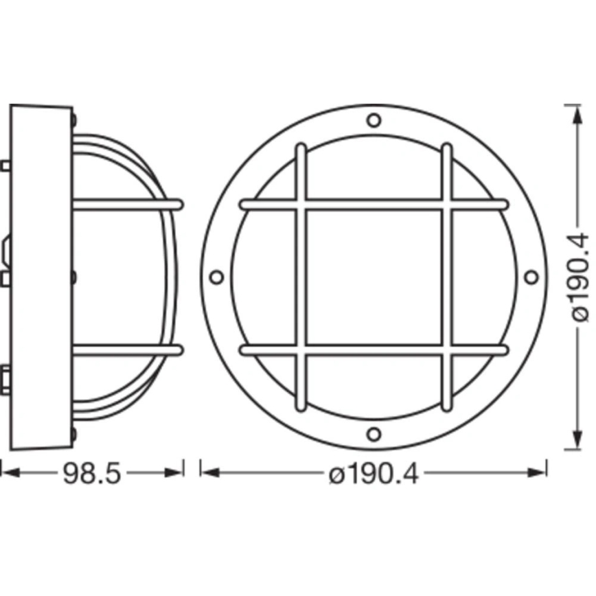 Osram - Utomhusväggarmatur BULKHEAD 1xE27/10W/230V Ø 19 cm IP54 svart