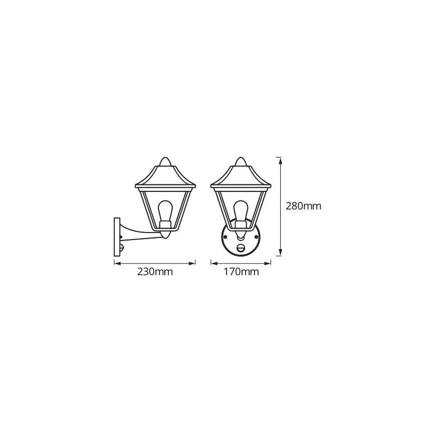Osram - Utomhusvägglampa med sensor TRADITION UP 1xE27/60W/230V IP44 patina/guld