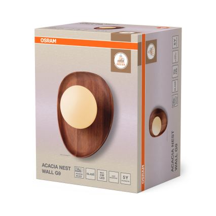 Osram - Vägglampa ACACIA NEST 1xG9/5W/230V i akaciaträ