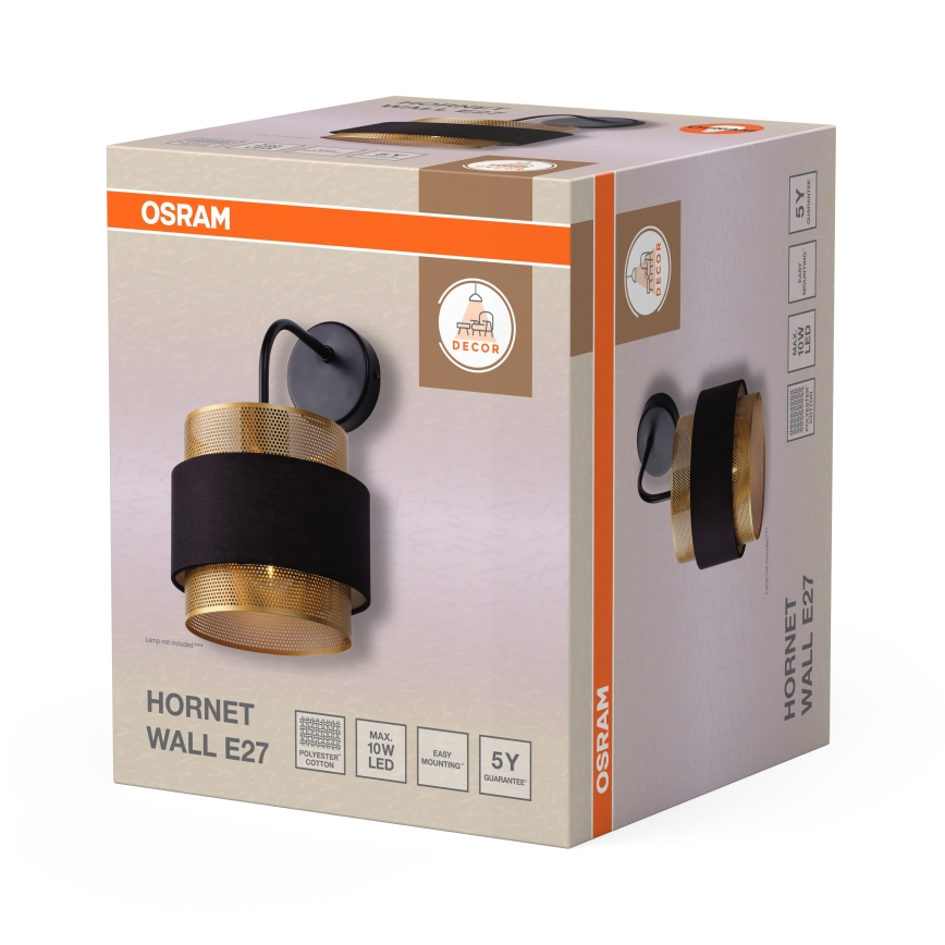 Osram - Vägglampa DECOR HORNET 1xE27/10W/230V svart/guld