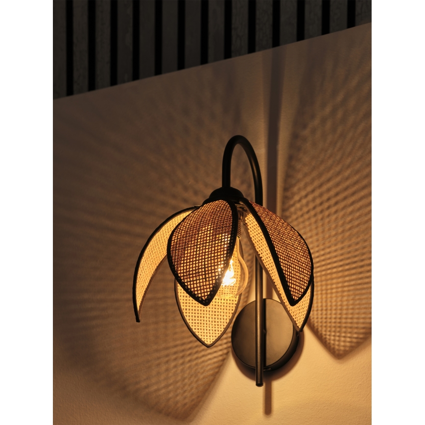 Osram - Vägglampa DECOR RATTAN 1xE27/15W/230V beige/svart