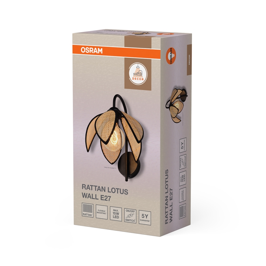 Osram - Vägglampa DECOR RATTAN 1xE27/15W/230V beige/svart
