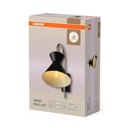Osram - Vägglampa DECOR WAIST 1xE27/40W/230V svart