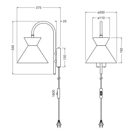 Osram - Vägglampa DECOR WAIST 1xE27/40W/230V svart