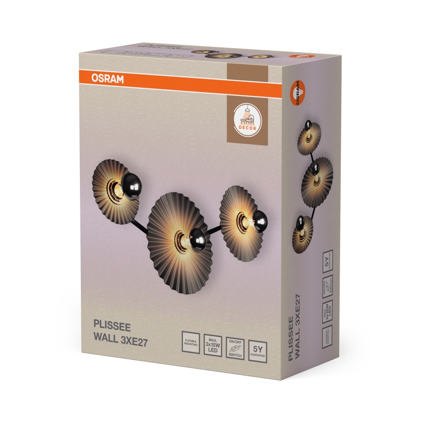 Osram - Vägglampa PLISSEE 3xE27/15W/230V antracit