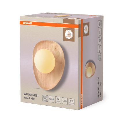Osram - Vägglampa WOOD NEST 1xG9/5W/230V gummiträ