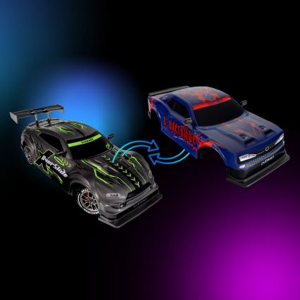 Overmax - Radiostyrd driftbil X-OVERSLIDE 1000 mAh svart/grön/blå/röd