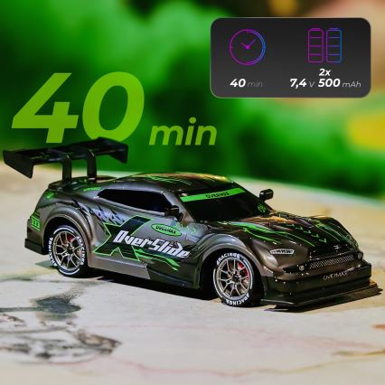 Overmax - Radiostyrd driftbil X-OVERSLIDE 1000 mAh svart/grön/blå/röd