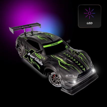 Overmax - Radiostyrd driftbil X-OVERSLIDE 1000 mAh svart/grön/blå/röd