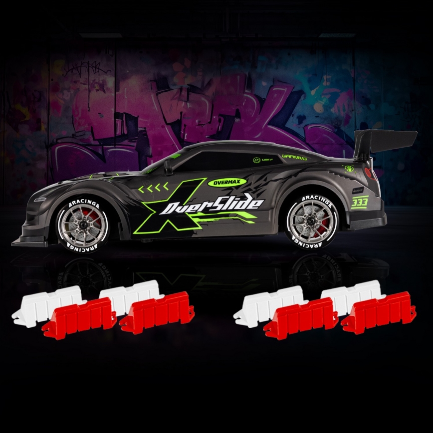 Overmax - Radiostyrd driftbil X-OVERSLIDE 1000 mAh svart/grön/blå/röd