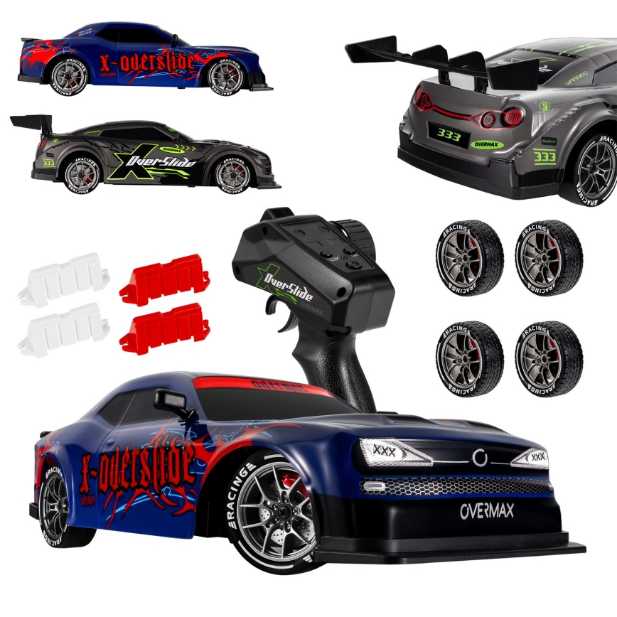 Overmax - Radiostyrd driftbil X-OVERSLIDE 1000 mAh svart/grön/blå/röd