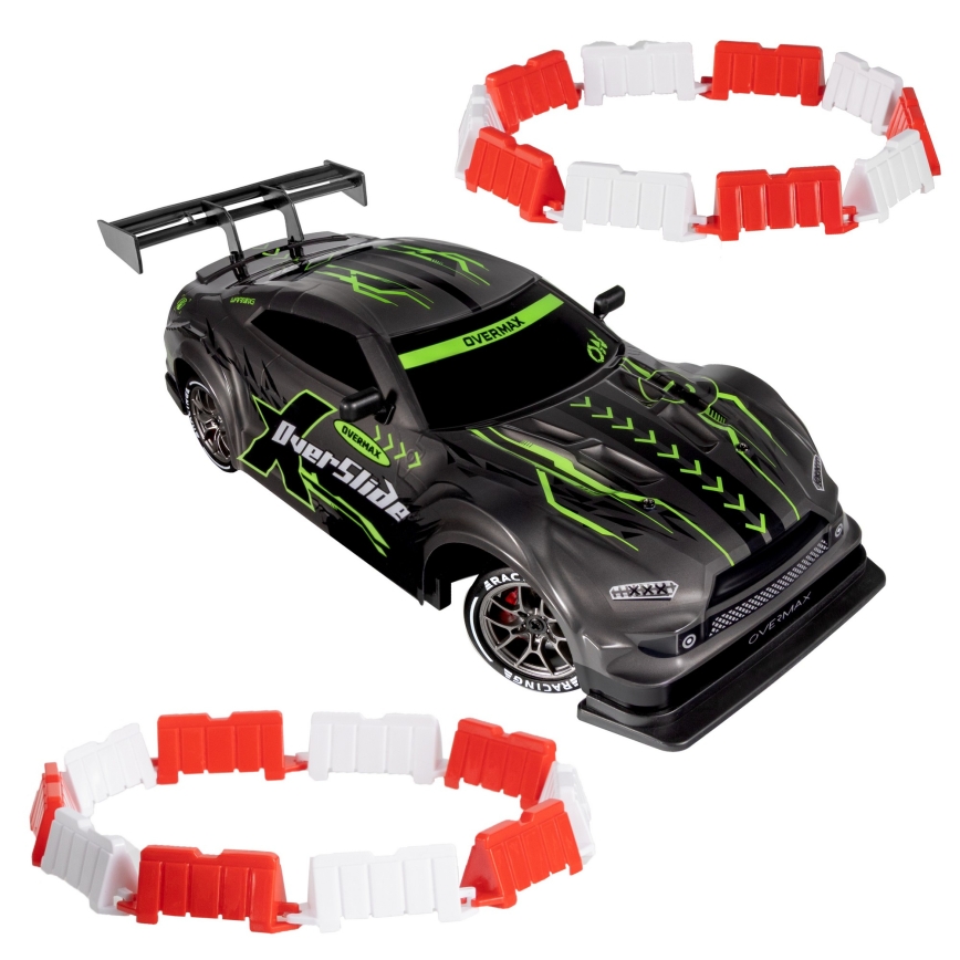 Overmax - Radiostyrd driftbil X-OVERSLIDE 1000 mAh svart/grön/blå/röd
