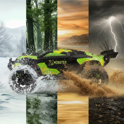 Overmax - radiostyrd RC-bil X-MONSTER 3.5 1700 mAh svart/röd/grön