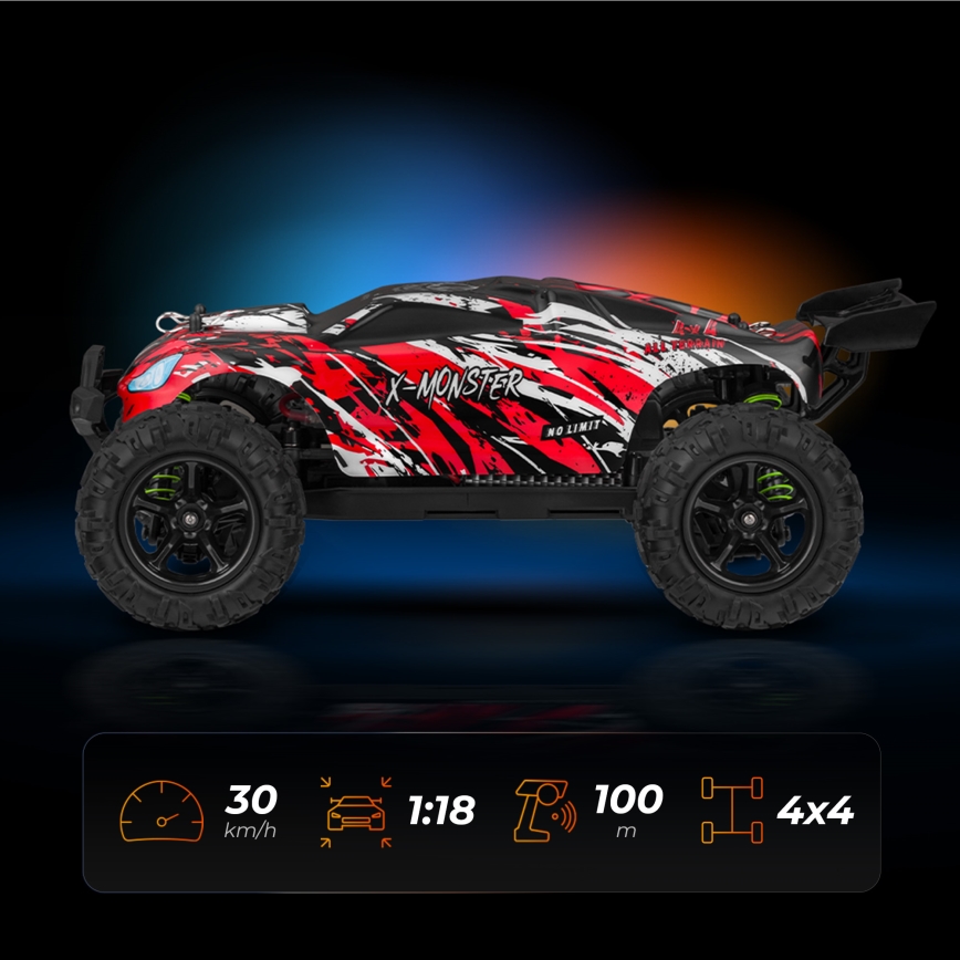 Overmax - radiostyrd 2-i-1-bil X-MONSTER 3.5, 1700 mAh, svart/röd/grön