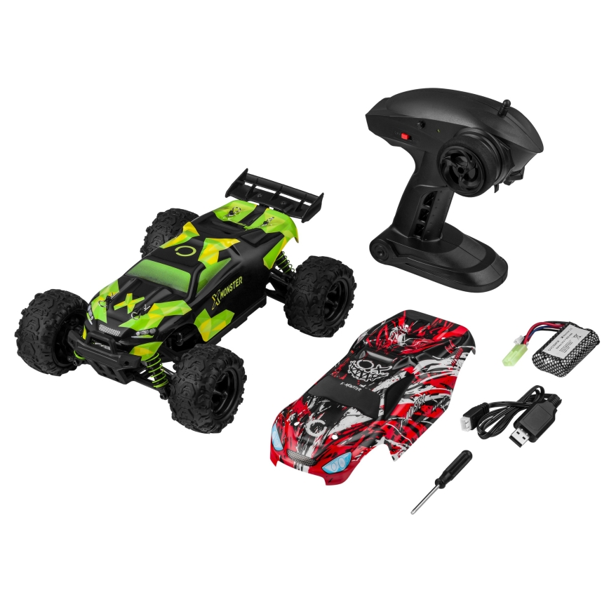 Overmax - radiostyrd 2-i-1-bil X-MONSTER 3.5, 1700 mAh, svart/röd/grön