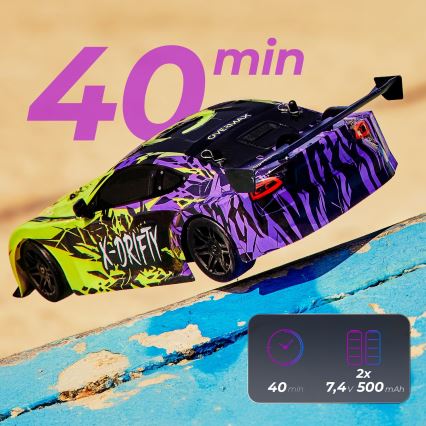 Overmax - RC-driftbil med fjärrkontroll X-DRIFT 1000 mAh gul/lila