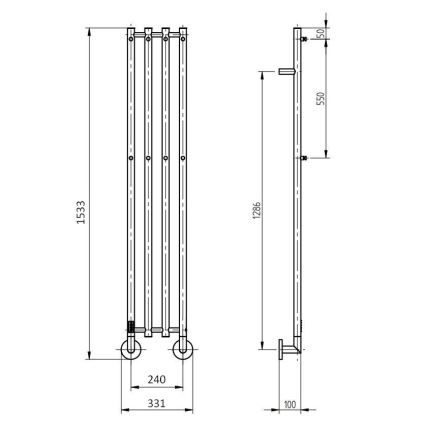 P.M.H. MO1B-RK - Elektrisk handdukstork MONA 93W/230V 153,3 cm IP44 svart