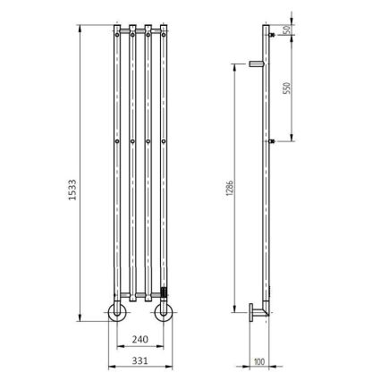 P.M.H. MO1SS-LK - Elektrisk handdukstork MONA 93W/230V 153,3 cm IP44 polerat rostfritt stål